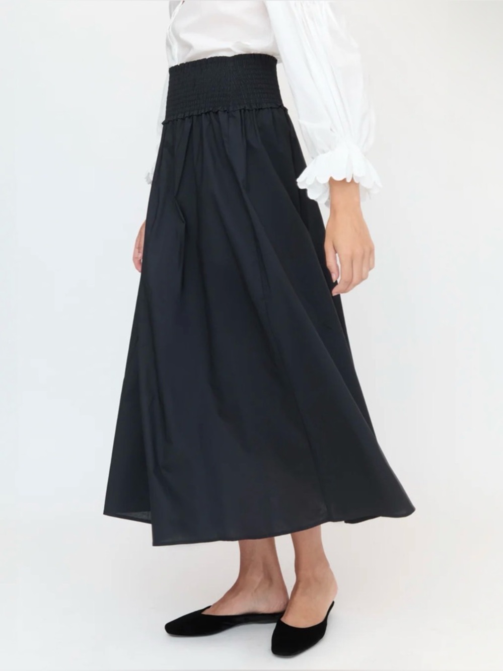 Hill House Home The Delphine Nap Skirt Navy Blue Cotton Size Small